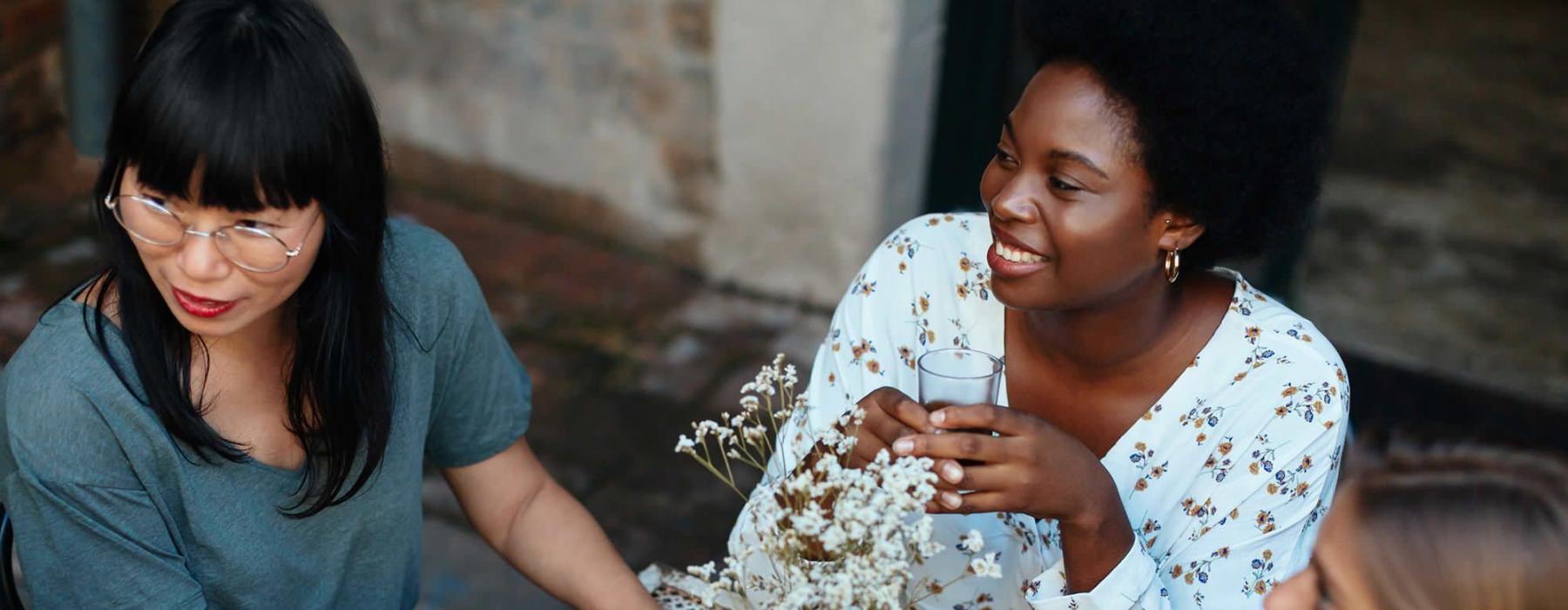 group of women having brunch at a neighborhood restaurant