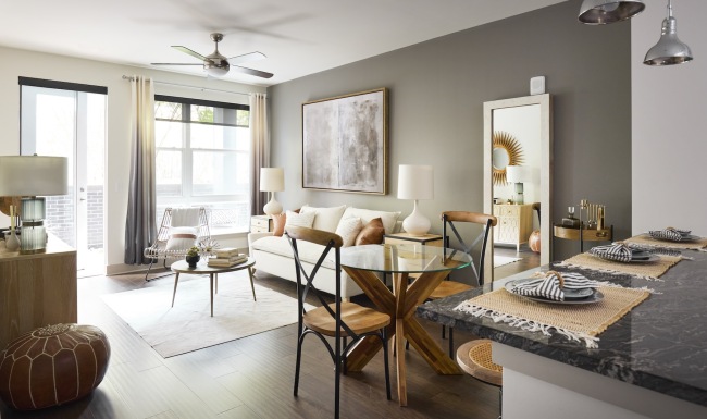 Apartment living and dining